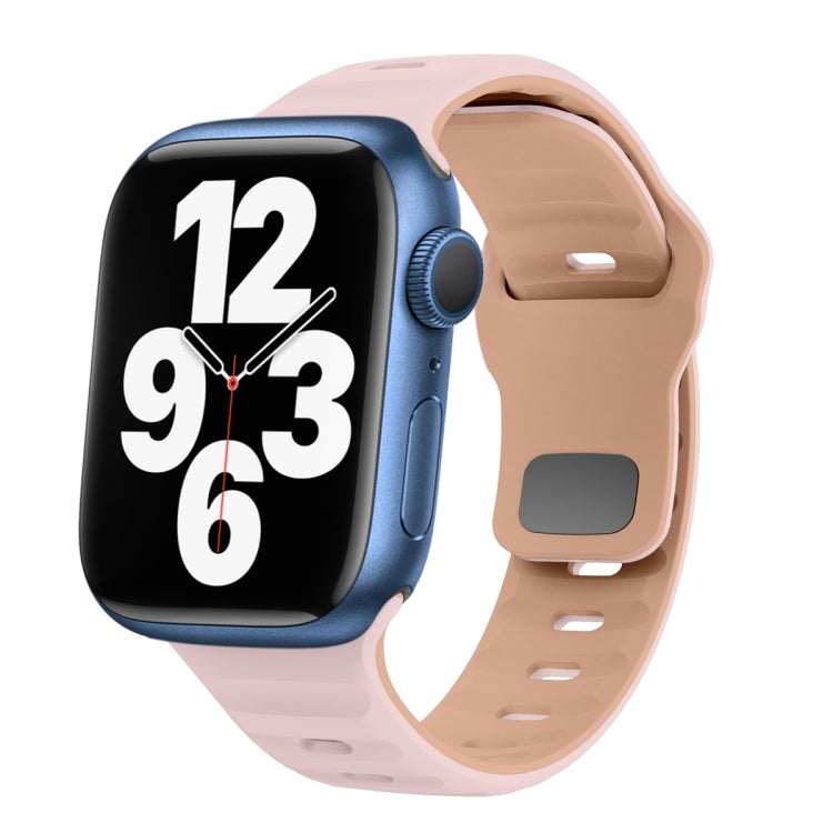 Bracelet de montre en silicone à boucle inversée texture vague, pour Apple Watch Series 7 41mm, pour Apple Watch Series 7 45mm, pour Apple Watch SE 40mm, pour Apple Watch SE 44mm
