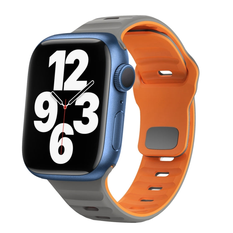 Bracelet de montre en silicone à boucle inversée texture vague, pour Apple Watch Series 7 41mm, pour Apple Watch Series 7 45mm, pour Apple Watch SE 40mm, pour Apple Watch SE 44mm