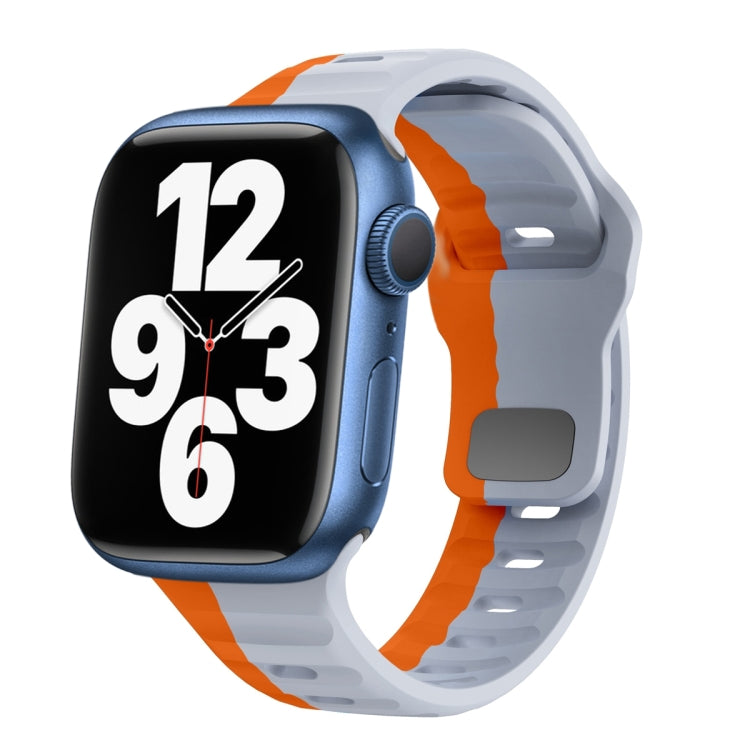 Bracelet de montre en silicone à boucle inversée texture vague, pour Apple Watch Series 7 41mm, pour Apple Watch Series 7 45mm, pour Apple Watch SE 40mm, pour Apple Watch SE 44mm