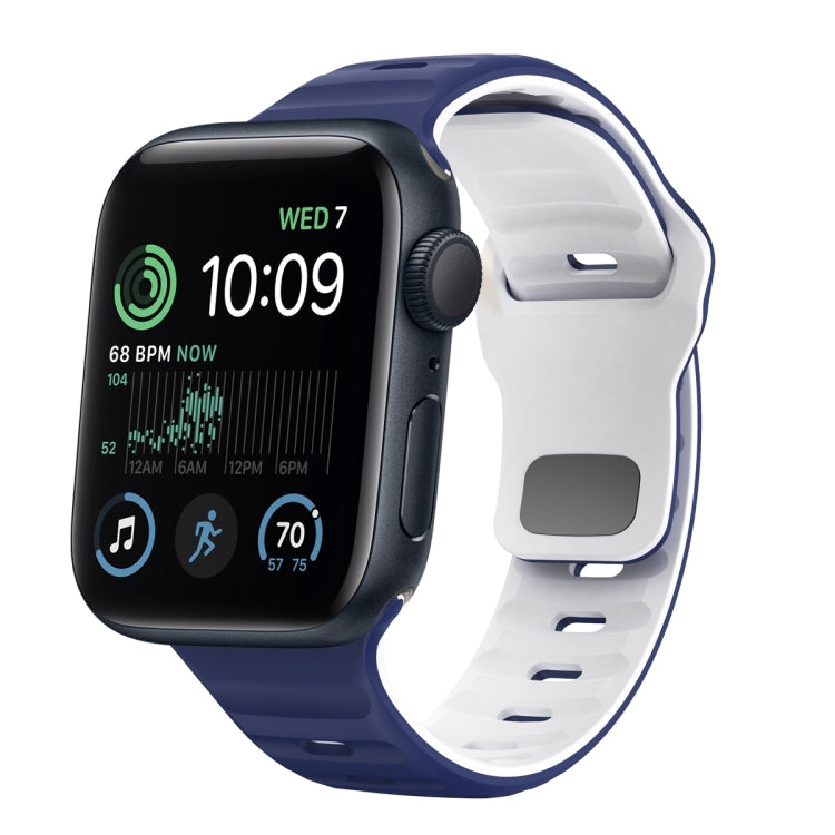 Bracelet de montre en silicone à boucle inversée texture vague, pour Apple Watch Series 7 41mm, pour Apple Watch Series 7 45mm, pour Apple Watch SE 40mm, pour Apple Watch SE 44mm