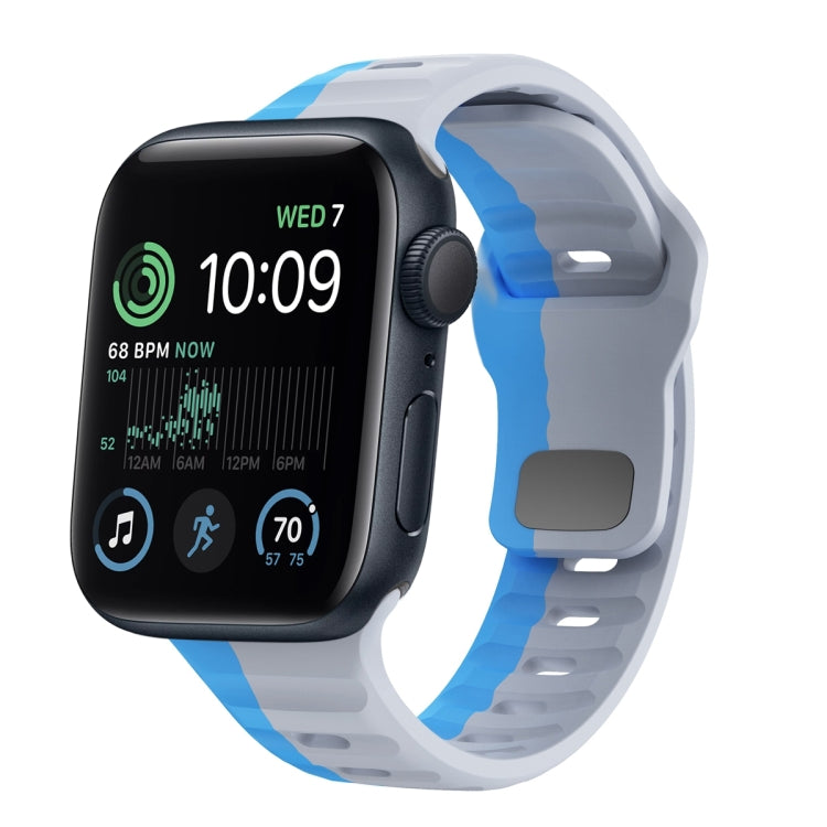 Bracelet de montre en silicone à boucle inversée texture vague, pour Apple Watch Series 7 41mm, pour Apple Watch Series 7 45mm, pour Apple Watch SE 40mm, pour Apple Watch SE 44mm