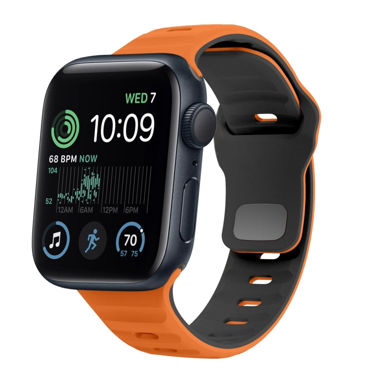 Bracelet de montre en silicone à boucle inversée texture vague, pour Apple Watch Series 7 41mm, pour Apple Watch Series 7 45mm, pour Apple Watch SE 40mm, pour Apple Watch SE 44mm