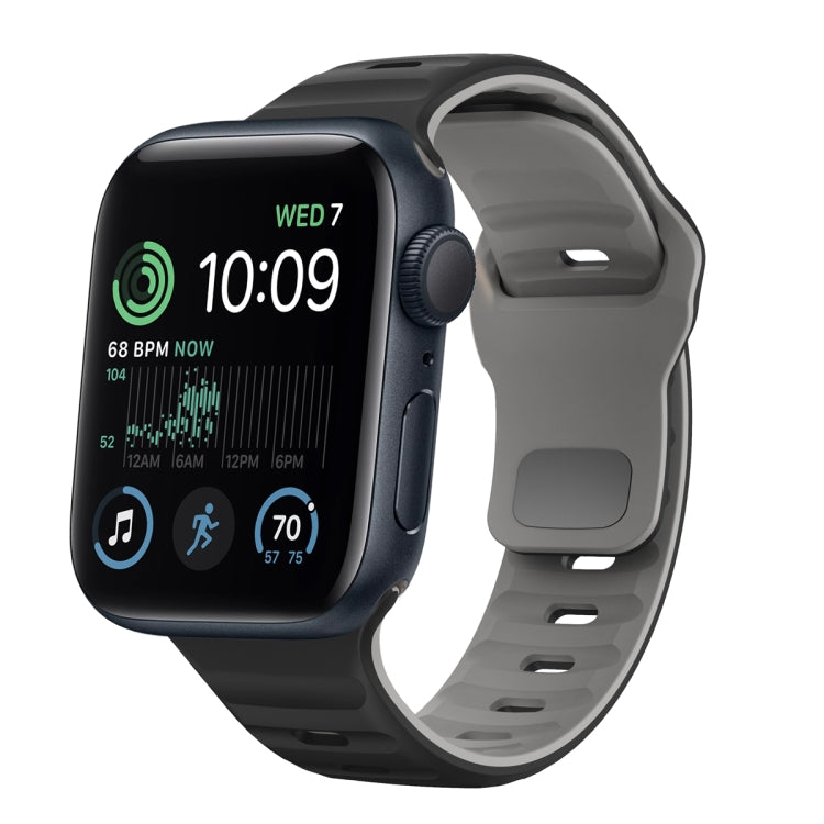 Bracelet de montre en silicone à boucle inversée texture vague, pour Apple Watch Series 7 41mm, pour Apple Watch Series 7 45mm, pour Apple Watch SE 40mm, pour Apple Watch SE 44mm