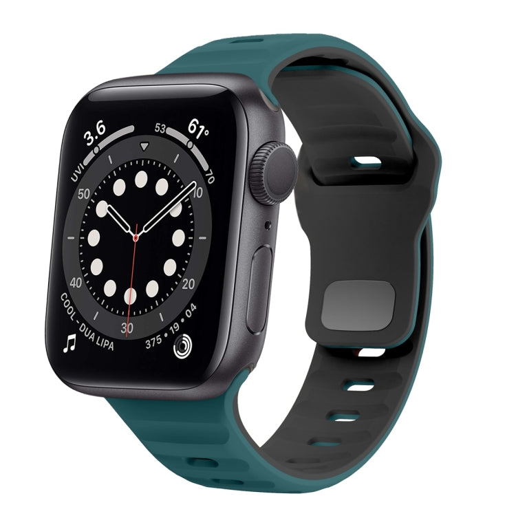 Bracelet de montre en silicone à boucle inversée texture vague, pour Apple Watch Series 6 40mm, pour Apple Watch Series 6 44mm, pour Apple Watch Series 5 44mm, pour Apple Watch Series 5 40mm