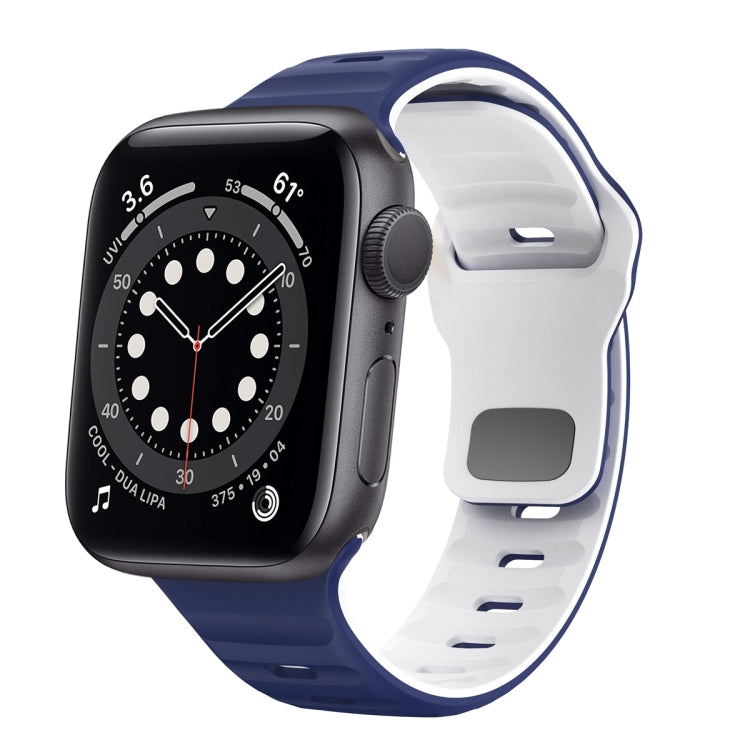 Bracelet de montre en silicone à boucle inversée texture vague, pour Apple Watch Series 6 40mm, pour Apple Watch Series 6 44mm, pour Apple Watch Series 5 44mm, pour Apple Watch Series 5 40mm