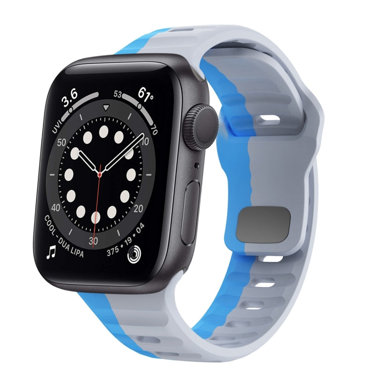 Bracelet de montre en silicone à boucle inversée texture vague, pour Apple Watch Series 6 40mm, pour Apple Watch Series 6 44mm, pour Apple Watch Series 5 44mm, pour Apple Watch Series 5 40mm