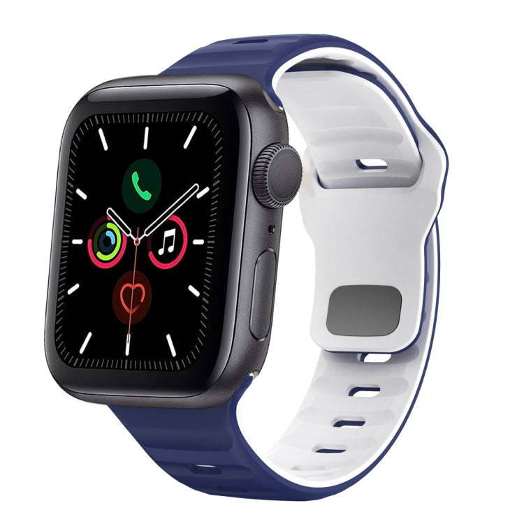 Bracelet de montre en silicone à boucle inversée texture vague, pour Apple Watch Series 6 40mm, pour Apple Watch Series 6 44mm, pour Apple Watch Series 5 44mm, pour Apple Watch Series 5 40mm