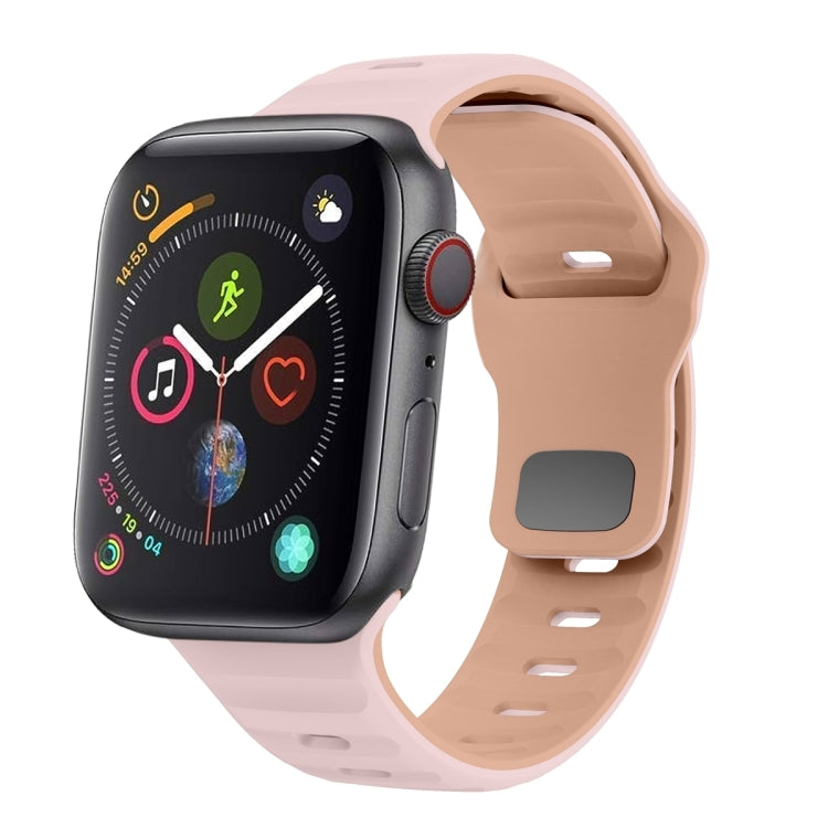 Bracelet de montre en silicone à boucle inversée texture vague, pour Apple Watch Series 4 44mm, pour Apple Watch Series 4 40mm, pour Apple Watch Series 3 38mm, pour Apple Watch Series 3 42mm