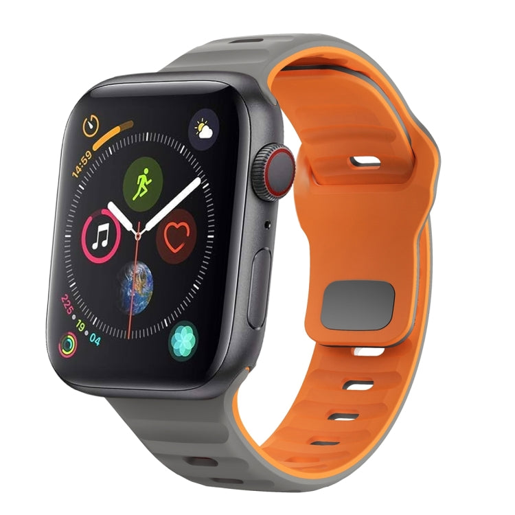 Bracelet de montre en silicone à boucle inversée texture vague, pour Apple Watch Series 4 44mm, pour Apple Watch Series 4 40mm, pour Apple Watch Series 3 38mm, pour Apple Watch Series 3 42mm