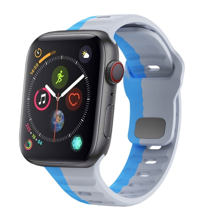 Bracelet de montre en silicone à boucle inversée texture vague, pour Apple Watch Series 4 44mm, pour Apple Watch Series 4 40mm, pour Apple Watch Series 3 38mm, pour Apple Watch Series 3 42mm