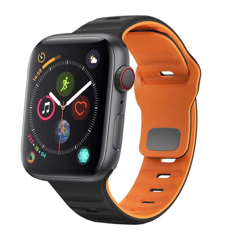 Bracelet de montre en silicone à boucle inversée texture vague, pour Apple Watch Series 4 44mm, pour Apple Watch Series 4 40mm, pour Apple Watch Series 3 38mm, pour Apple Watch Series 3 42mm