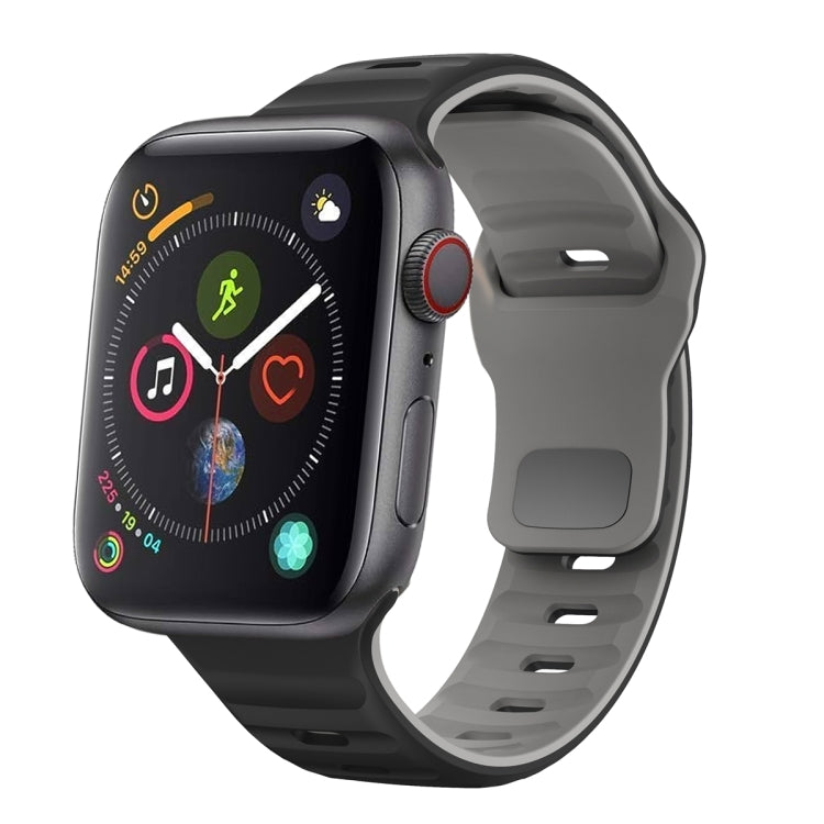 Bracelet de montre en silicone à boucle inversée texture vague, pour Apple Watch Series 4 44mm, pour Apple Watch Series 4 40mm, pour Apple Watch Series 3 38mm, pour Apple Watch Series 3 42mm