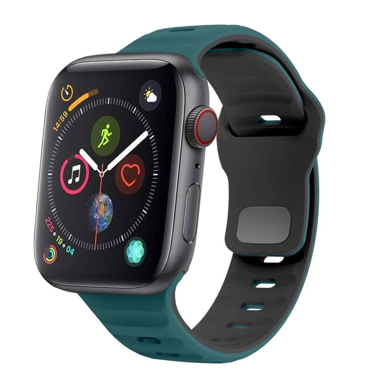 Bracelet de montre en silicone à boucle inversée texture vague, pour Apple Watch Series 4 44mm, pour Apple Watch Series 4 40mm, pour Apple Watch Series 3 38mm, pour Apple Watch Series 3 42mm