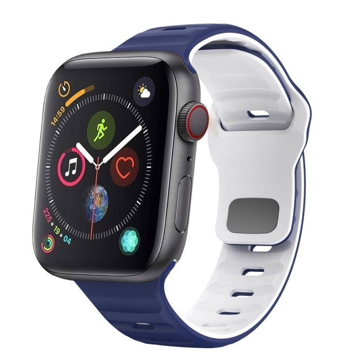 Bracelet de montre en silicone à boucle inversée texture vague, pour Apple Watch Series 4 44mm, pour Apple Watch Series 4 40mm, pour Apple Watch Series 3 38mm, pour Apple Watch Series 3 42mm