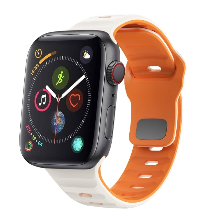 Bracelet de montre en silicone à boucle inversée texture vague, pour Apple Watch Series 4 44mm, pour Apple Watch Series 4 40mm, pour Apple Watch Series 3 38mm, pour Apple Watch Series 3 42mm