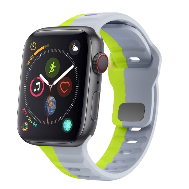 Bracelet de montre en silicone à boucle inversée texture vague, pour Apple Watch Series 4 44mm, pour Apple Watch Series 4 40mm, pour Apple Watch Series 3 38mm, pour Apple Watch Series 3 42mm