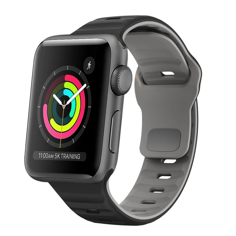 Bracelet de montre en silicone à boucle inversée texture vague, pour Apple Watch Series 4 44mm, pour Apple Watch Series 4 40mm, pour Apple Watch Series 3 38mm, pour Apple Watch Series 3 42mm