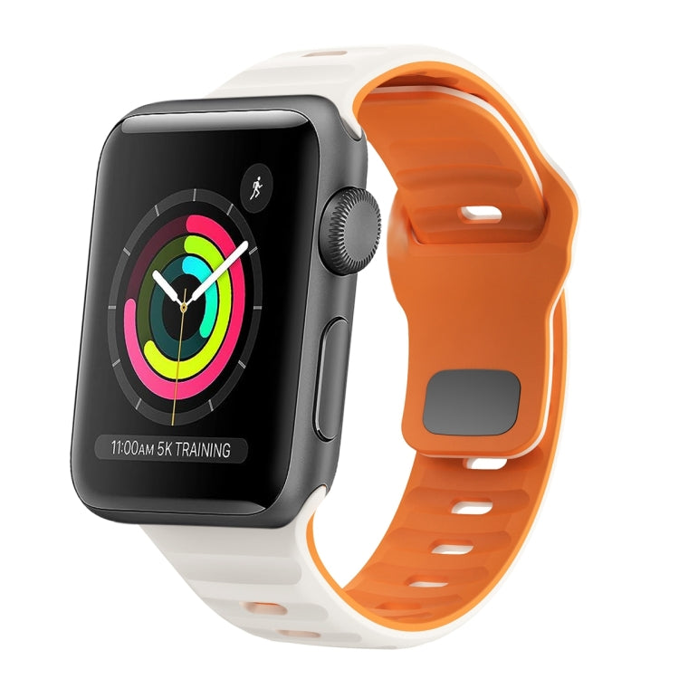 Bracelet de montre en silicone à boucle inversée texture vague, pour Apple Watch Series 4 44mm, pour Apple Watch Series 4 40mm, pour Apple Watch Series 3 38mm, pour Apple Watch Series 3 42mm