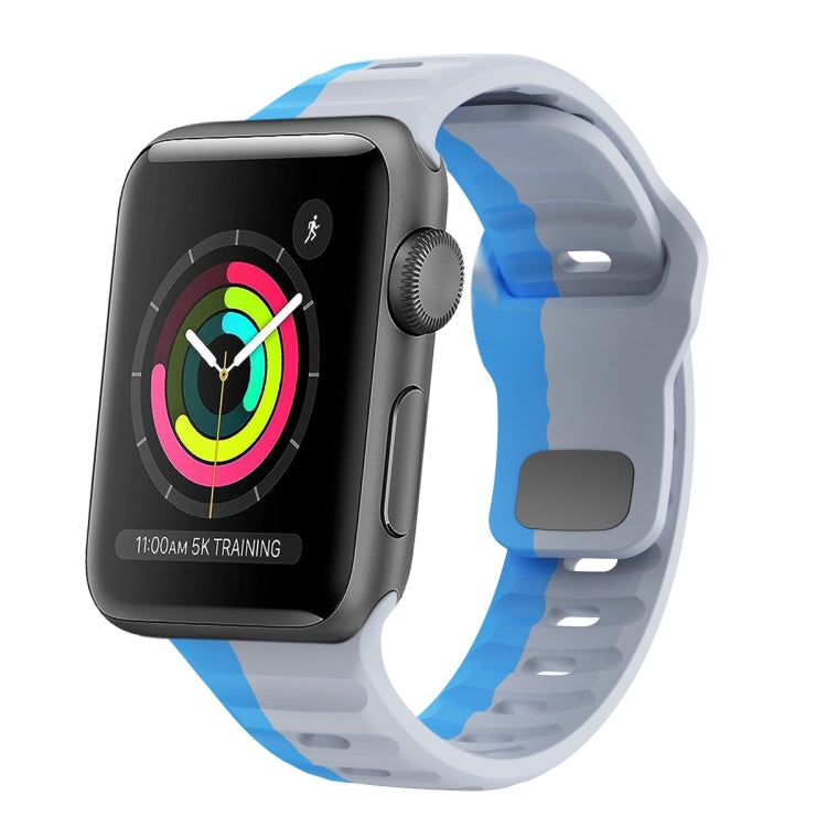 Bracelet de montre en silicone à boucle inversée texture vague, pour Apple Watch Series 4 44mm, pour Apple Watch Series 4 40mm, pour Apple Watch Series 3 38mm, pour Apple Watch Series 3 42mm