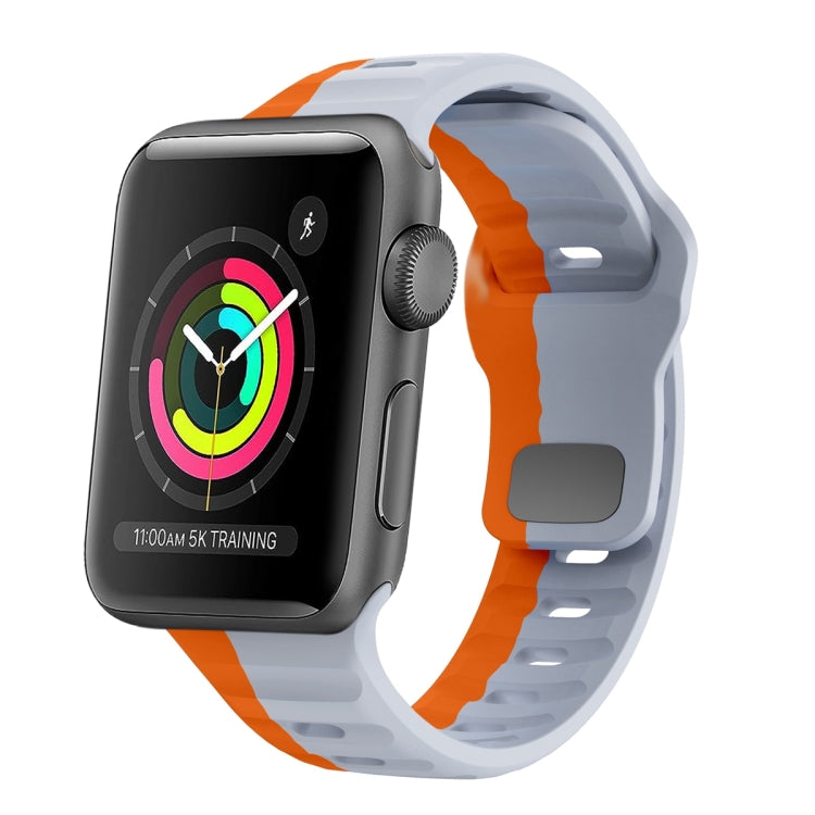 Bracelet de montre en silicone à boucle inversée texture vague, pour Apple Watch Series 4 44mm, pour Apple Watch Series 4 40mm, pour Apple Watch Series 3 38mm, pour Apple Watch Series 3 42mm