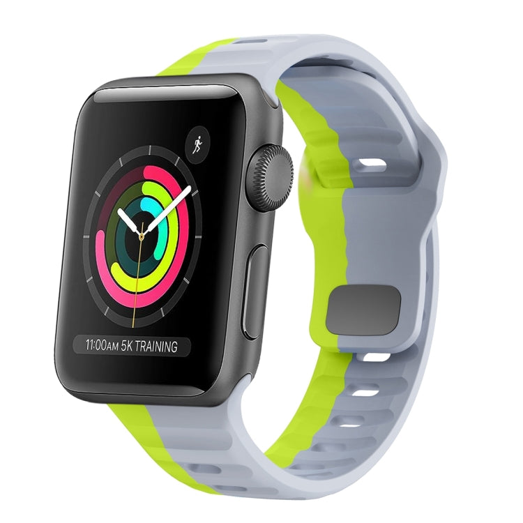 Bracelet de montre en silicone à boucle inversée texture vague, pour Apple Watch Series 4 44mm, pour Apple Watch Series 4 40mm, pour Apple Watch Series 3 38mm, pour Apple Watch Series 3 42mm
