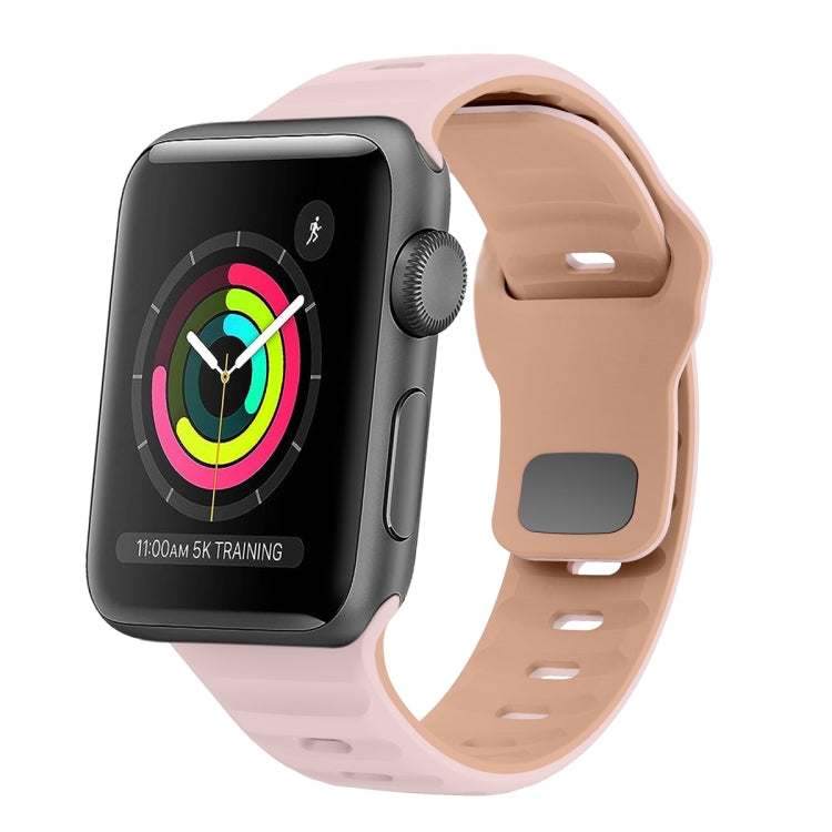 Bracelet de montre en silicone à boucle inversée texture vague, pour Apple Watch Series 2 42mm, pour Apple Watch Series 2 38mm, pour Apple Watch 42mm, pour Apple Watch 38mm