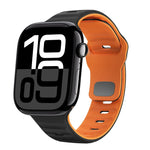 Bracelet de montre en silicone à boucle inversée texture vague, pour Apple Watch Series 10 46mm, pour Apple Watch Series 10 42mm, pour Apple Watch SE 2023 44mm, pour Apple Watch SE 2023 40mm