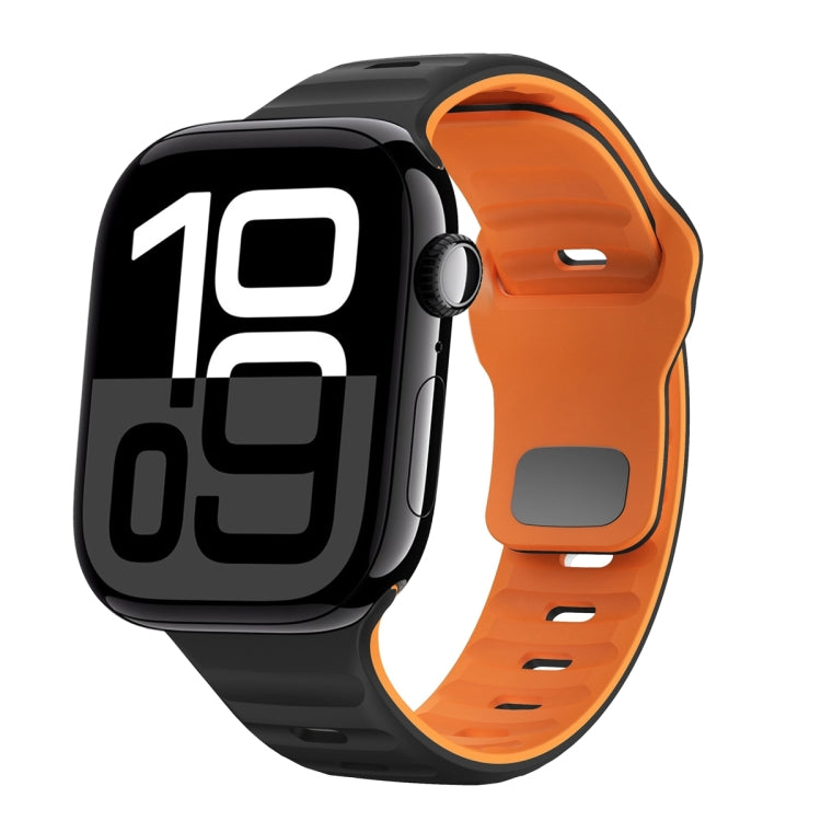 Bracelet de montre en silicone à boucle inversée texture vague, pour Apple Watch Series 10 46mm, pour Apple Watch Series 10 42mm, pour Apple Watch SE 2023 44mm, pour Apple Watch SE 2023 40mm