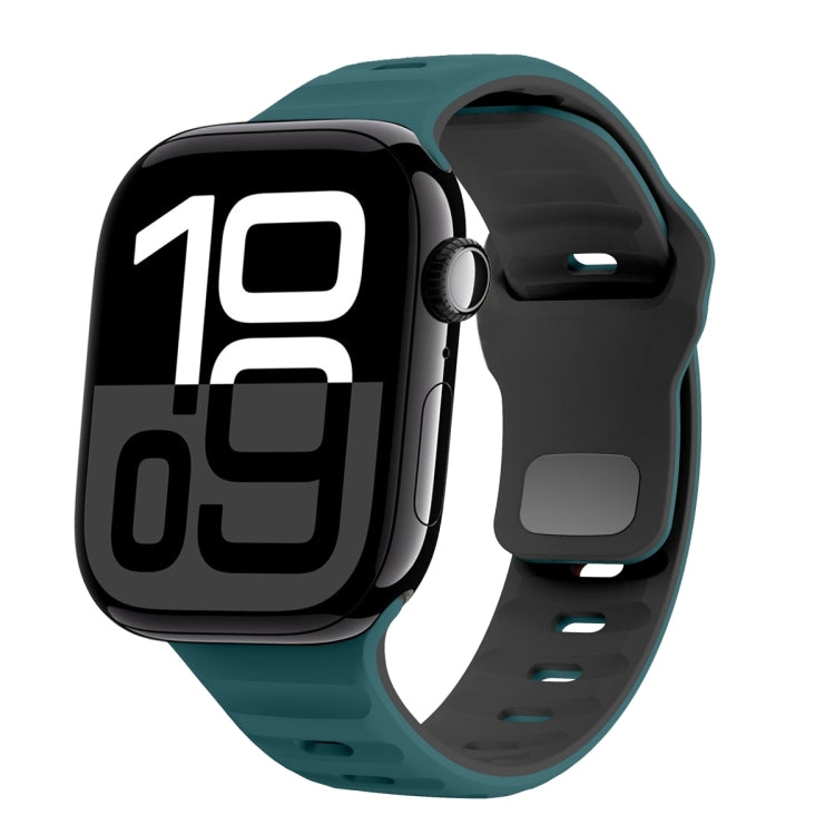 Bracelet de montre en silicone à boucle inversée texture vague, pour Apple Watch Series 10 46mm, pour Apple Watch Series 10 42mm, pour Apple Watch SE 2023 44mm, pour Apple Watch SE 2023 40mm