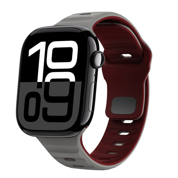 Bracelet de montre en silicone à boucle inversée texture vague, pour Apple Watch Series 10 46mm, pour Apple Watch Series 10 42mm, pour Apple Watch SE 2023 44mm, pour Apple Watch SE 2023 40mm