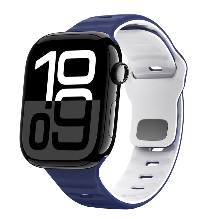 Bracelet de montre en silicone à boucle inversée texture vague, pour Apple Watch Series 10 46mm, pour Apple Watch Series 10 42mm, pour Apple Watch SE 2023 44mm, pour Apple Watch SE 2023 40mm