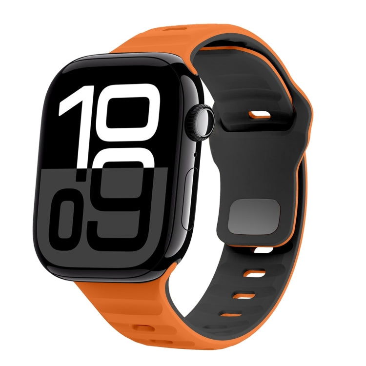 Bracelet de montre en silicone à boucle inversée texture vague, pour Apple Watch Series 10 46mm, pour Apple Watch Series 10 42mm, pour Apple Watch SE 2023 44mm, pour Apple Watch SE 2023 40mm