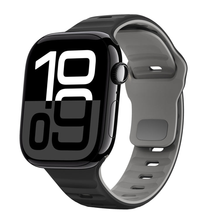 Bracelet de montre en silicone à boucle inversée texture vague, pour Apple Watch Series 10 46mm, pour Apple Watch Series 10 42mm, pour Apple Watch SE 2023 44mm, pour Apple Watch SE 2023 40mm