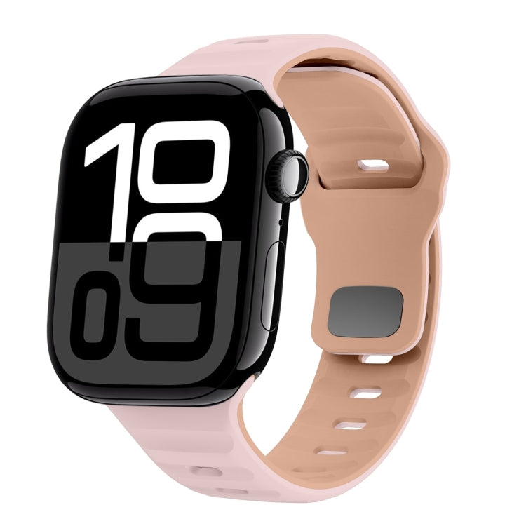 Bracelet de montre en silicone à boucle inversée texture vague, pour Apple Watch Series 10 46mm, pour Apple Watch Series 10 42mm, pour Apple Watch SE 2023 44mm, pour Apple Watch SE 2023 40mm