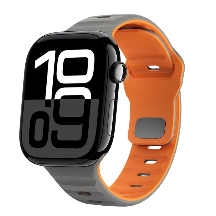 Bracelet de montre en silicone à boucle inversée texture vague, pour Apple Watch Series 10 46mm, pour Apple Watch Series 10 42mm, pour Apple Watch SE 2023 44mm, pour Apple Watch SE 2023 40mm