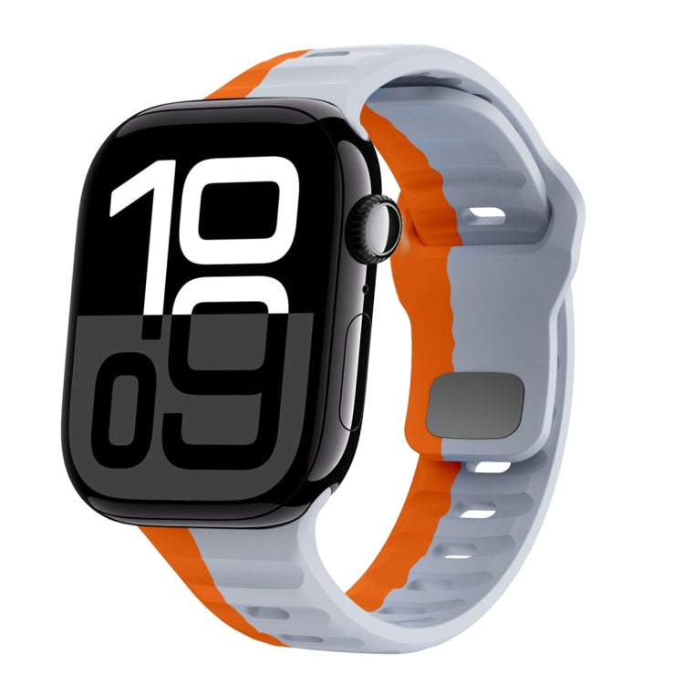 Bracelet de montre en silicone à boucle inversée texture vague, pour Apple Watch Series 10 46mm, pour Apple Watch Series 10 42mm, pour Apple Watch SE 2023 44mm, pour Apple Watch SE 2023 40mm