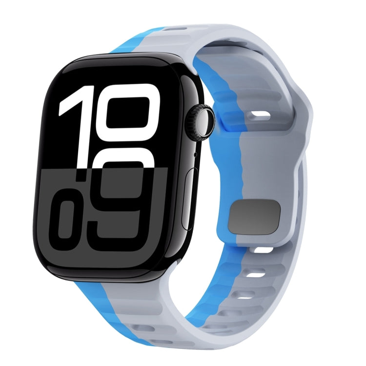 Bracelet de montre en silicone à boucle inversée texture vague, pour Apple Watch Series 10 46mm, pour Apple Watch Series 10 42mm, pour Apple Watch SE 2023 44mm, pour Apple Watch SE 2023 40mm