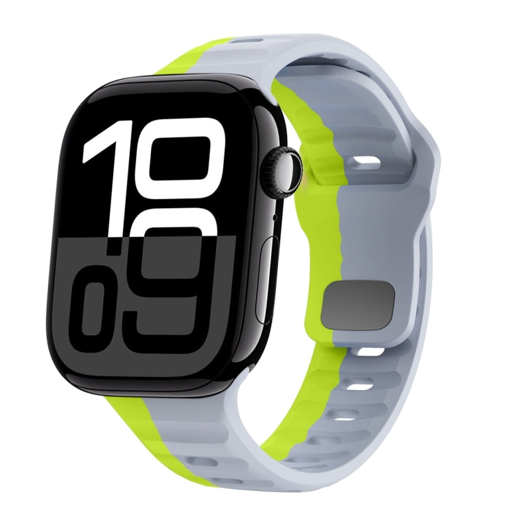 Bracelet de montre en silicone à boucle inversée texture vague, pour Apple Watch Series 10 46mm, pour Apple Watch Series 10 42mm, pour Apple Watch SE 2023 44mm, pour Apple Watch SE 2023 40mm