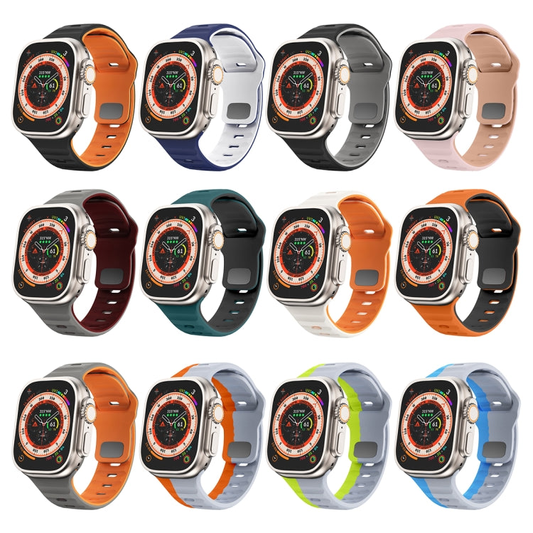 Bracelet de montre en silicone à boucle inversée texture vague, pour Apple Watch Ultra 2 49mm, pour Apple Watch Series 9 45mm, pour Apple Watch Series 9 41mm, pour Apple Watch Ultra 49mm
