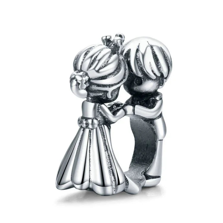 Pendentif en Argent Sterling S925 Deux Petits Points Perles DIY pour Bracelet Collier