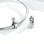 Pendentif en Argent Sterling S925 Deux Petits Points Perles DIY pour Bracelet Collier