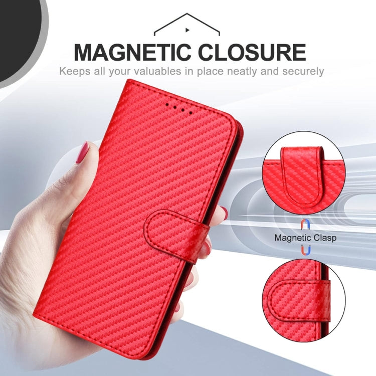 YX0070 Étui de téléphone en cuir avec boucle en fibre de carbone et cordon, Pour iPhone 17e / 16e, Pour iPhone 17 Pro Max, Pour iPhone 17 Pro, Pour iPhone 17, Pour iPhone Air, Pour iPhone 16 Pro Max
