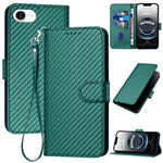 YX0070 Étui de téléphone en cuir avec boucle en fibre de carbone et cordon, Pour iPhone 17e / 16e, Pour iPhone 17 Pro Max, Pour iPhone 17 Pro, Pour iPhone 17, Pour iPhone Air, Pour iPhone 16 Pro Max