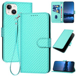 YX0070 Étui de téléphone en cuir avec boucle en fibre de carbone et cordon, Pour iPhone 16 Pro, Pour iPhone 16 Plus, Pour iPhone 16, Pour iPhone 15 Pro Max, Pour iPhone 15 Pro, Pour iPhone 15 Plus