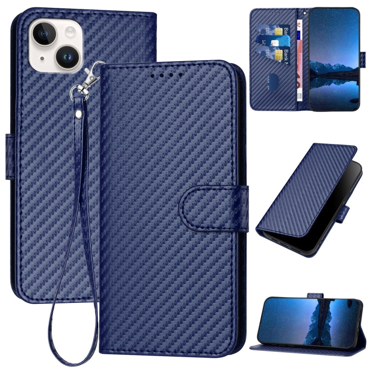 YX0070 Étui de téléphone en cuir avec boucle en fibre de carbone et cordon, Pour iPhone 16 Pro, Pour iPhone 16 Plus, Pour iPhone 16, Pour iPhone 15 Pro Max, Pour iPhone 15 Pro, Pour iPhone 15 Plus
