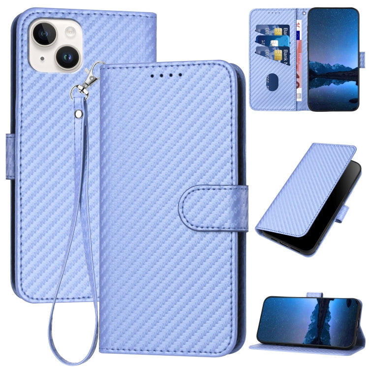 YX0070 Étui de téléphone en cuir avec boucle en fibre de carbone et cordon, Pour iPhone 16 Pro, Pour iPhone 16 Plus, Pour iPhone 16, Pour iPhone 15 Pro Max, Pour iPhone 15 Pro, Pour iPhone 15 Plus