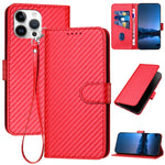 Coque de téléphone en cuir avec boucle en fibre de carbone YX0070 et cordon, pour iPhone 13 Pro Max, pour iPhone 13 Pro, pour iPhone 13, pour iPhone 13 mini, pour iPhone 12 / 12 Pro, pour iPhone 12 Pro Max