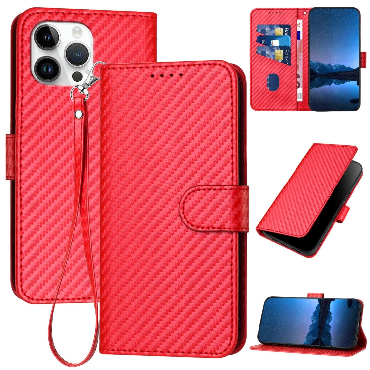 Coque de téléphone en cuir avec boucle en fibre de carbone YX0070 et cordon, pour iPhone 13 Pro Max, pour iPhone 13 Pro, pour iPhone 13, pour iPhone 13 mini, pour iPhone 12 / 12 Pro, pour iPhone 12 Pro Max