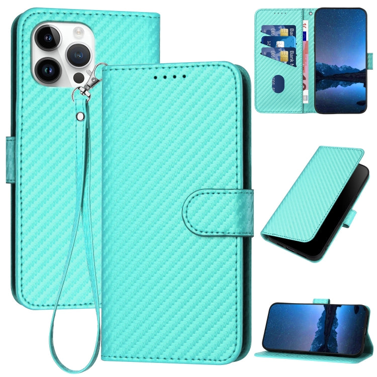 Coque de téléphone en cuir avec boucle en fibre de carbone YX0070 et cordon, pour iPhone 13 Pro Max, pour iPhone 13 Pro, pour iPhone 13, pour iPhone 13 mini, pour iPhone 12 / 12 Pro, pour iPhone 12 Pro Max