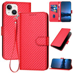 Coque de téléphone en cuir avec boucle en fibre de carbone YX0070 et cordon, pour iPhone 13 Pro Max, pour iPhone 13 Pro, pour iPhone 13, pour iPhone 13 mini, pour iPhone 12 / 12 Pro, pour iPhone 12 Pro Max